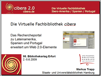 cibera-Präsentation auf dem Bibliothekartag in Erfurt