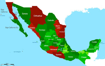 Mexican States with mafia conflicts