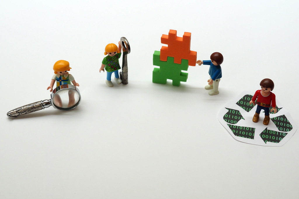 Illustration des FAIR-Logos mit Playmobilfiguren
