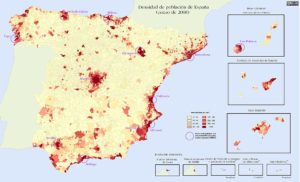 Karte: Bevölkerungsdichte Spanien