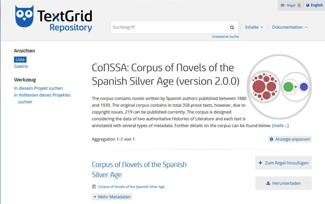 TextGrid: Corpus of Novels of the Spanish Silver Age