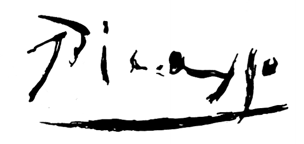 Signature of Pablo Picasso (schwarz auf weiß)