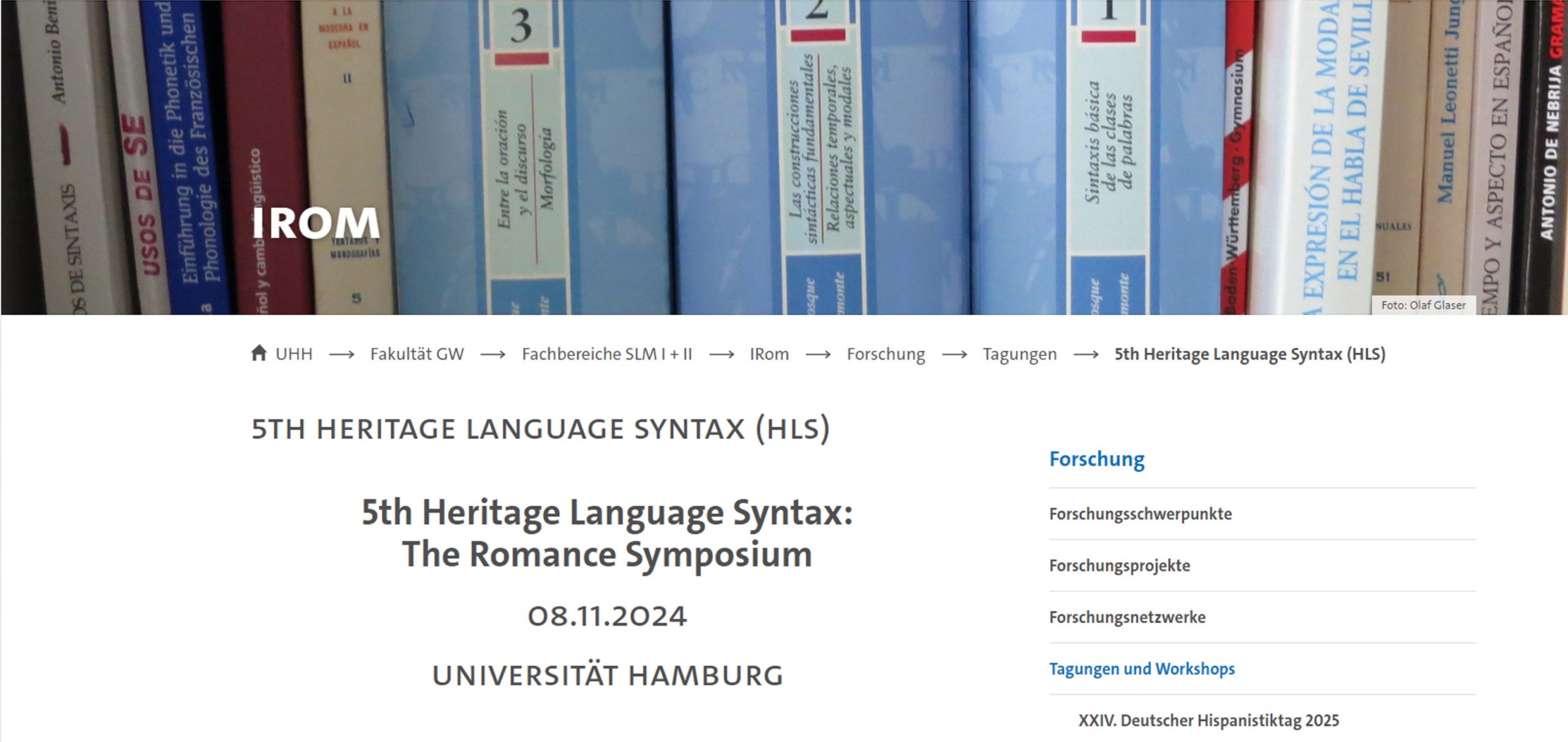 Heritage Language Syntax Symposium (HLS) der Romanistik an der Universität Hamburg