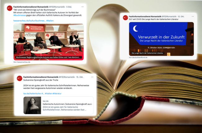 Collage mit Tweets zu Italien auf der Buchmesse